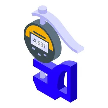 Digital micrometer gauge icon isometric vector. Ruler equipment Stock Illustration