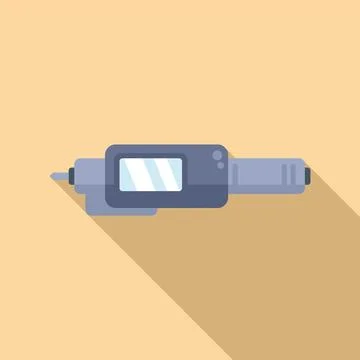 Digital micrometer icon flat vector. Caliper ruler Stock Illustration