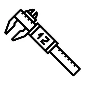 Digital micrometer object icon, outline style Stock Illustration