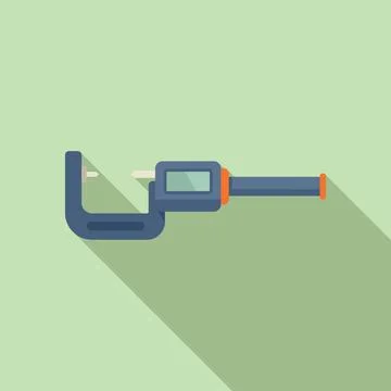 Digital micrometer ruler icon flat vector. Laboratory tool Stock Illustration