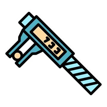 Digital micrometer steel icon vector flat Illustrazione stock