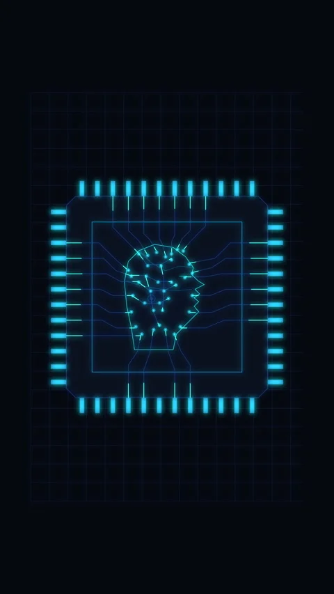 Digital microprocessor circuit board chip showing data processing with hand.. Stock Footage 348331406