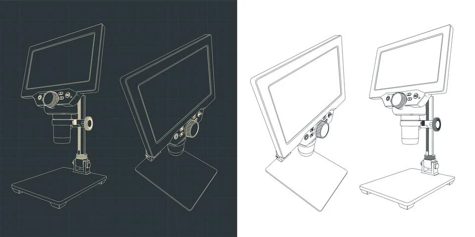 Digital microscope drawings Stock Illustration