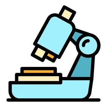 Digital microscope icon color outline vector Stock Illustration