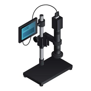 Digital microscope icon, isometric style Stock Illustration