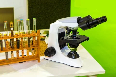 Digital microscope optical device in a lab food with digital imaging technology Stock Photos