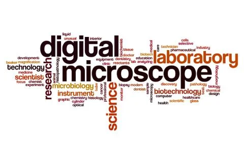 Digital microscope word cloud Stock Illustration