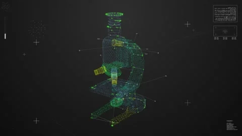 Digital Microscopy Display: Wireframe Visualization Stock Footage 232215886