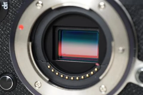 A digital mirrorless camera sensor close-up. Micro four thirds size. 写真素材