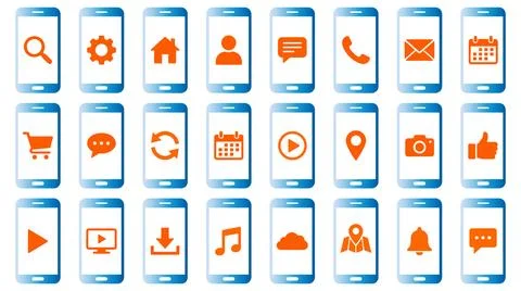 Digital mobile application icons set with graphical user interface concepts Illustration