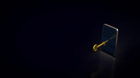 Digital Mobile Security Access Key 3d render. Illustrazione stock