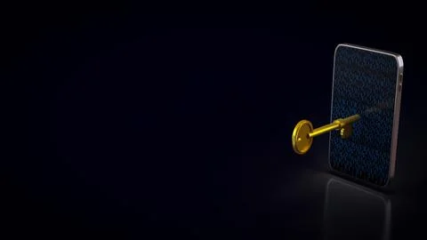 Digital Mobile Security Access Key 3d render. 스톡 사진