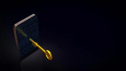 Digital Mobile Security Access Key 3d render. 스톡 사진