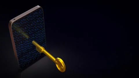 Digital Mobile Security Access Key 3d render. Stock Photos