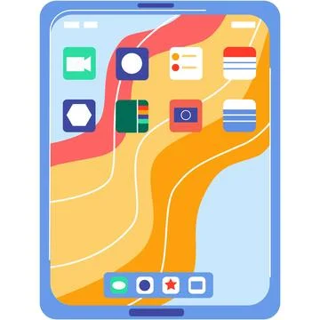 Digital mobile tablet vector illustration top view Stock Illustration