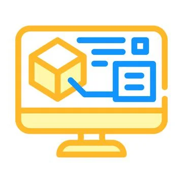 Digital model on computer screen color icon vector illustration イラスト素材