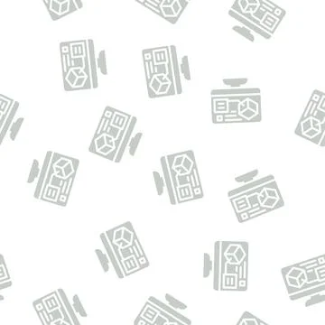 Digital model on computer screen glyph vector seamless pattern Stock Illustration