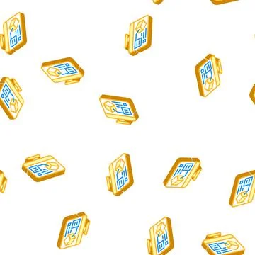 Digital model on computer screen isometric icon seamless pattern Stock Illustration
