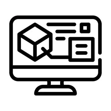 Digital model on computer screen line icon vector illustration Stock Illustration