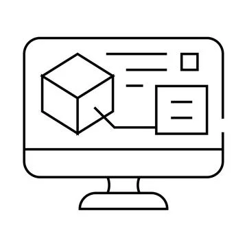 Digital model on computer screen line icon vector illustration 스톡 일러스트