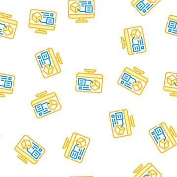 Digital model on computer screen vector seamless pattern Stock Illustration