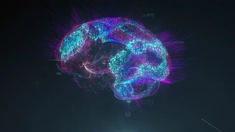 Digital model of the human brain. Brain scan technology concept Stock Footage 155994327