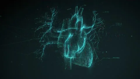 Digital model of the Human heart and major blood vessels Stock Footage 160683645
