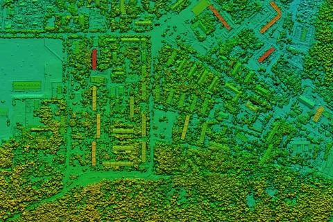 The digital model of the locality was made based on the results of aerial g.. Stock Photos