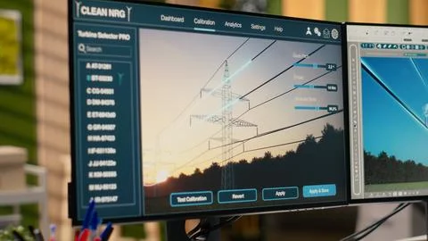 Digital modeling tool on computer used for smart electric grid development Stock Photos