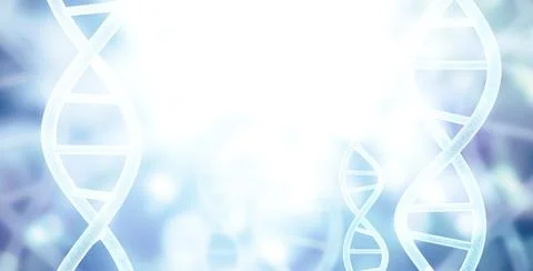 Digital models of DNA structure on abstract blue background Stock Photos