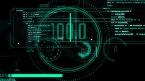 Digital modern animation with programming coding software language in comput Stock Footage 249627529