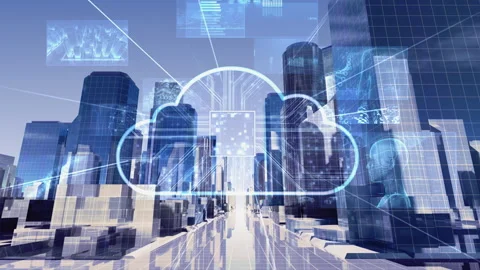 Digital Modern City Cloud A1c1 Stock Footage 229914950