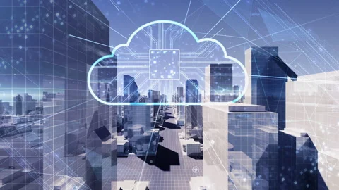 Digital Modern City Cloud A4c1 Stock Footage 229915008