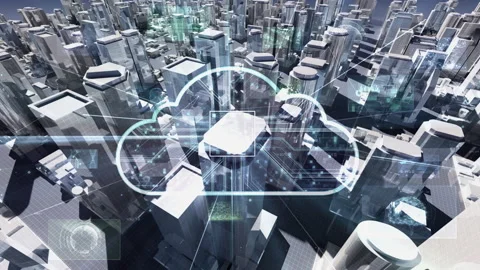 Digital Modern City Cloud D2c2 Stock Footage 229915367