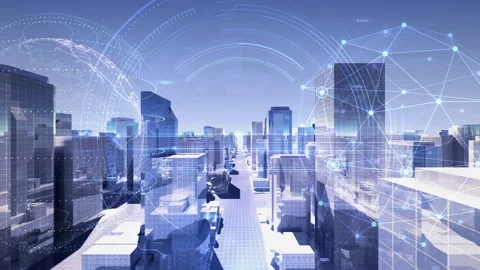 Digital Modern City Grid A4c2 Видео 225823273
