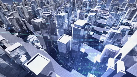 Digital Modern City Grid D2c2 Video stock 225826611