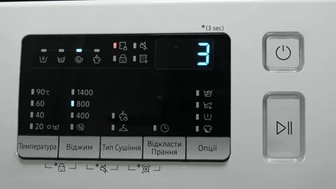 Digital modern control panel of washing machine showing timing. Washing machine Stock Footage