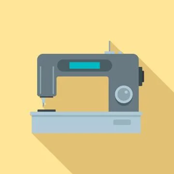 Digital modern sew machine icon, flat style Stock Illustration
