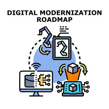 Digital modernization roadmap concept for technology transformation Stock Illustration