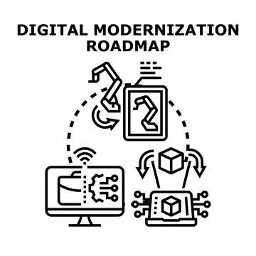 Digital modernization roadmap concept for technology transformation Stock Illustration