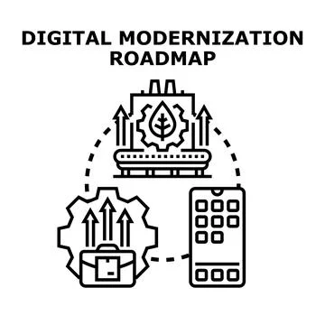 Digital modernization roadmap illustration displaying transformation strategy Stock Illustration