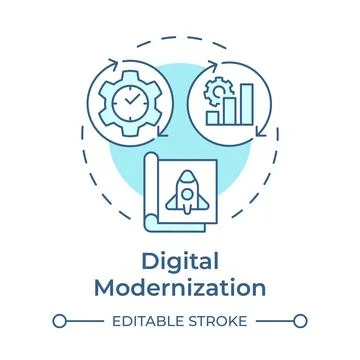 Digital modernization soft blue concept icon Stock Illustration