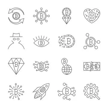 Digital money, bitcoin vector line icons, minimal pictogram desi イラスト素材
