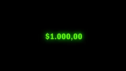 Digital money counter increasing to one million dollars in green Stock Footage 340336557