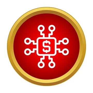 Digital money processing network icon with electronic circuit Stock Illustration