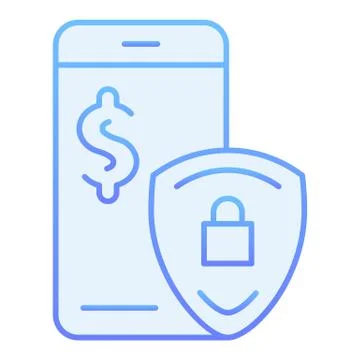 Digital money secure flat icon. Mobile payment protection blue icons in trendy Illustrazione stock