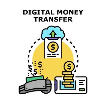 Digital money transfer transaction using cloud technology Stock Illustration