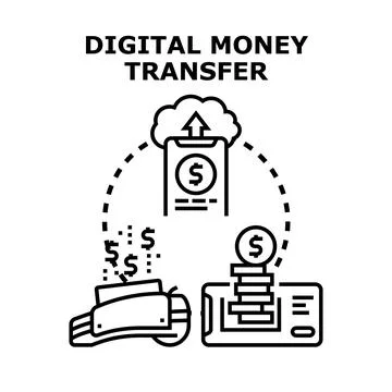 Digital money transfer transaction using cloud technology Stock Illustration