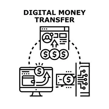 Digital money transfer vector concept illustration Illustrazione stock