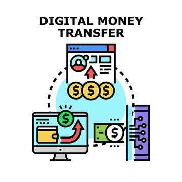 Digital money transfer vector concept illustration Stock Illustration